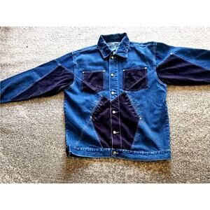Vintage M+ FFatt Denim /Suede Jacket  Embroidery Men's Size M Y2K
